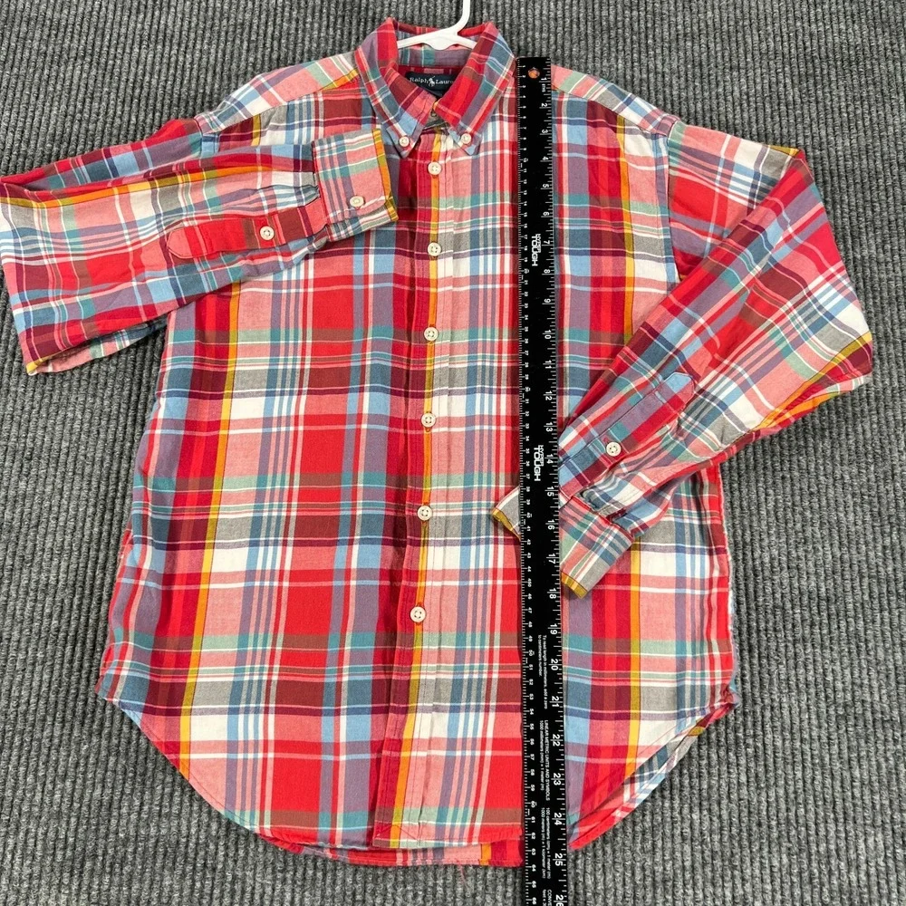 Ralph Lauren Shirt Boys Medium Red Plaid Long Sleeve Button Down School Casual